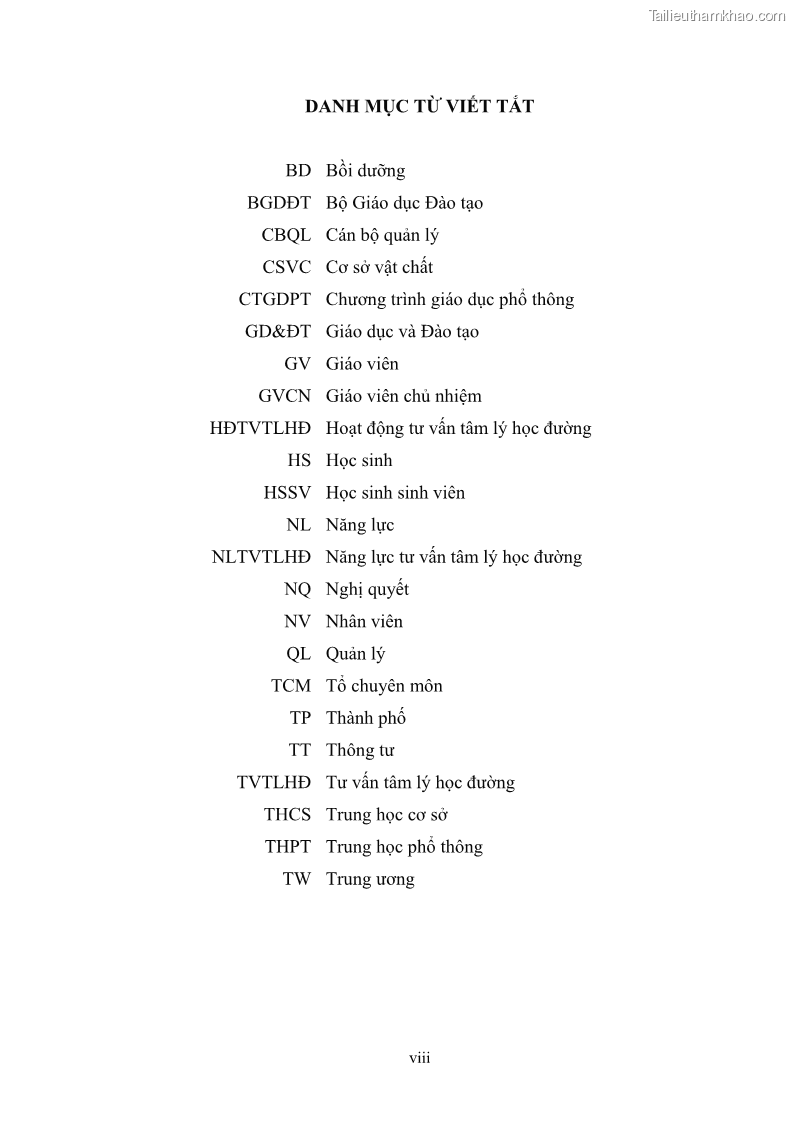 Luận văn thạc sĩ khoa học giáo dục Quản lý bồi dưỡng năng lực tư vấn tâm lý học đường cho giáo viên ở các trường trung học cơ sở thành phố Móng Cái, tỉnh Quảng Ninh - 1 Trang 10