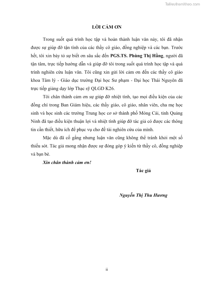 Luận văn thạc sĩ khoa học giáo dục Quản lý bồi dưỡng năng lực tư vấn tâm lý học đường cho giáo viên ở các trường trung học cơ sở thành phố Móng Cái, tỉnh Quảng Ninh - 1 Trang 4