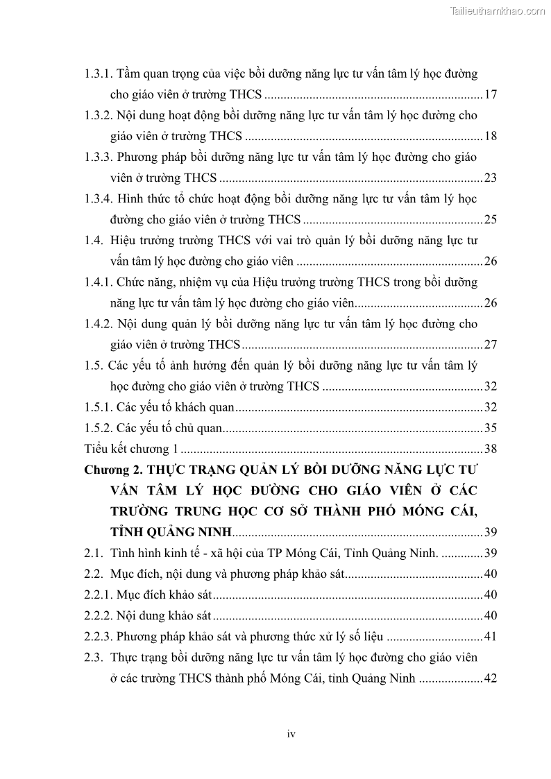 Luận văn thạc sĩ khoa học giáo dục Quản lý bồi dưỡng năng lực tư vấn tâm lý học đường cho giáo viên ở các trường trung học cơ sở thành phố Móng Cái, tỉnh Quảng Ninh - 1 Trang 6