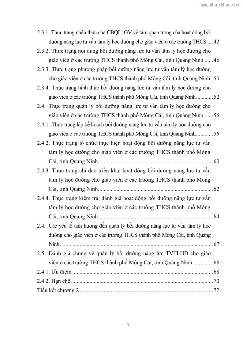 Luận văn thạc sĩ khoa học giáo dục Quản lý bồi dưỡng năng lực tư vấn tâm lý học đường cho giáo viên ở các trường trung học cơ sở thành phố Móng Cái, tỉnh Quảng Ninh - 1 Trang 7