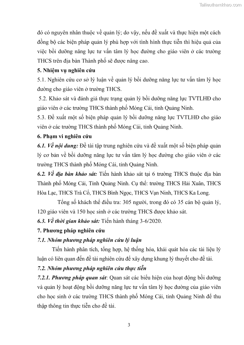 Luận văn thạc sĩ khoa học giáo dục Quản lý bồi dưỡng năng lực tư vấn tâm lý học đường cho giáo viên ở các trường trung học cơ sở thành phố Móng Cái, tỉnh Quảng Ninh - 2 Trang 15