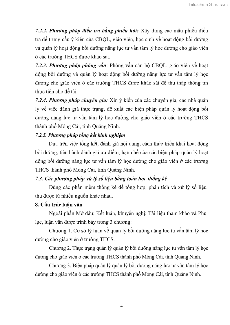 Luận văn thạc sĩ khoa học giáo dục Quản lý bồi dưỡng năng lực tư vấn tâm lý học đường cho giáo viên ở các trường trung học cơ sở thành phố Móng Cái, tỉnh Quảng Ninh - 2 Trang 16