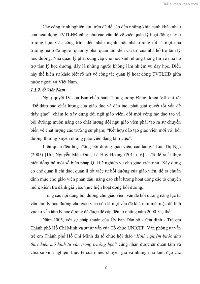Luận văn thạc sĩ khoa học giáo dục Quản lý bồi dưỡng năng lực tư vấn tâm lý học đường cho giáo viên ở các trường trung học cơ sở thành phố Móng Cái, tỉnh Quảng Ninh - 2 Trang 20