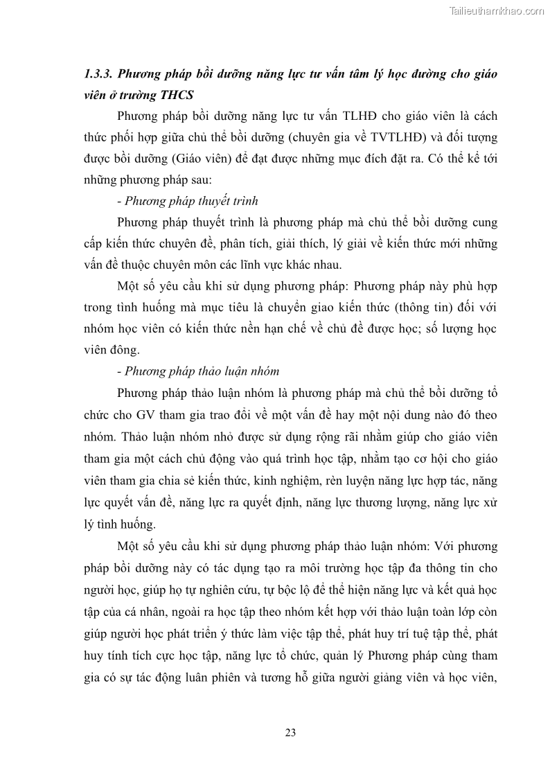 Luận văn thạc sĩ khoa học giáo dục Quản lý bồi dưỡng năng lực tư vấn tâm lý học đường cho giáo viên ở các trường trung học cơ sở thành phố Móng Cái, tỉnh Quảng Ninh - 3 Trang 35