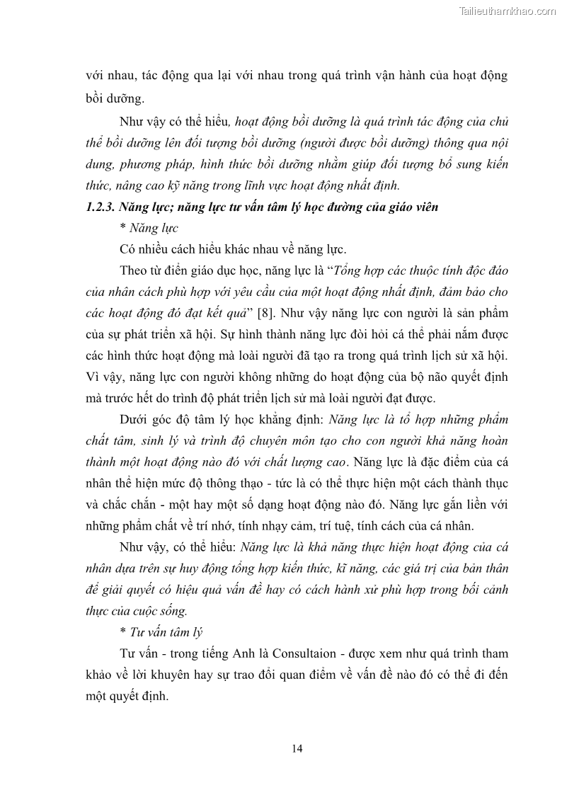 Luận văn thạc sĩ khoa học giáo dục Quản lý bồi dưỡng năng lực tư vấn tâm lý học đường cho giáo viên ở các trường trung học cơ sở thành phố Móng Cái, tỉnh Quảng Ninh - 3 Trang 26