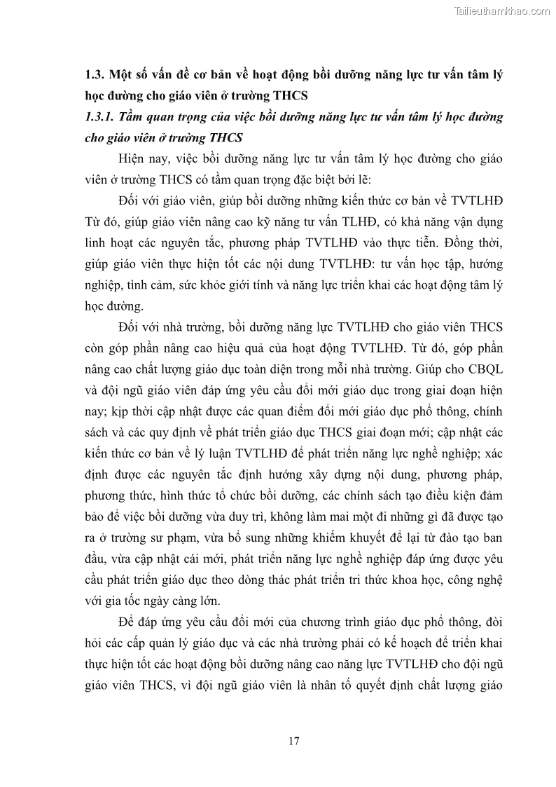 Luận văn thạc sĩ khoa học giáo dục Quản lý bồi dưỡng năng lực tư vấn tâm lý học đường cho giáo viên ở các trường trung học cơ sở thành phố Móng Cái, tỉnh Quảng Ninh - 3 Trang 29