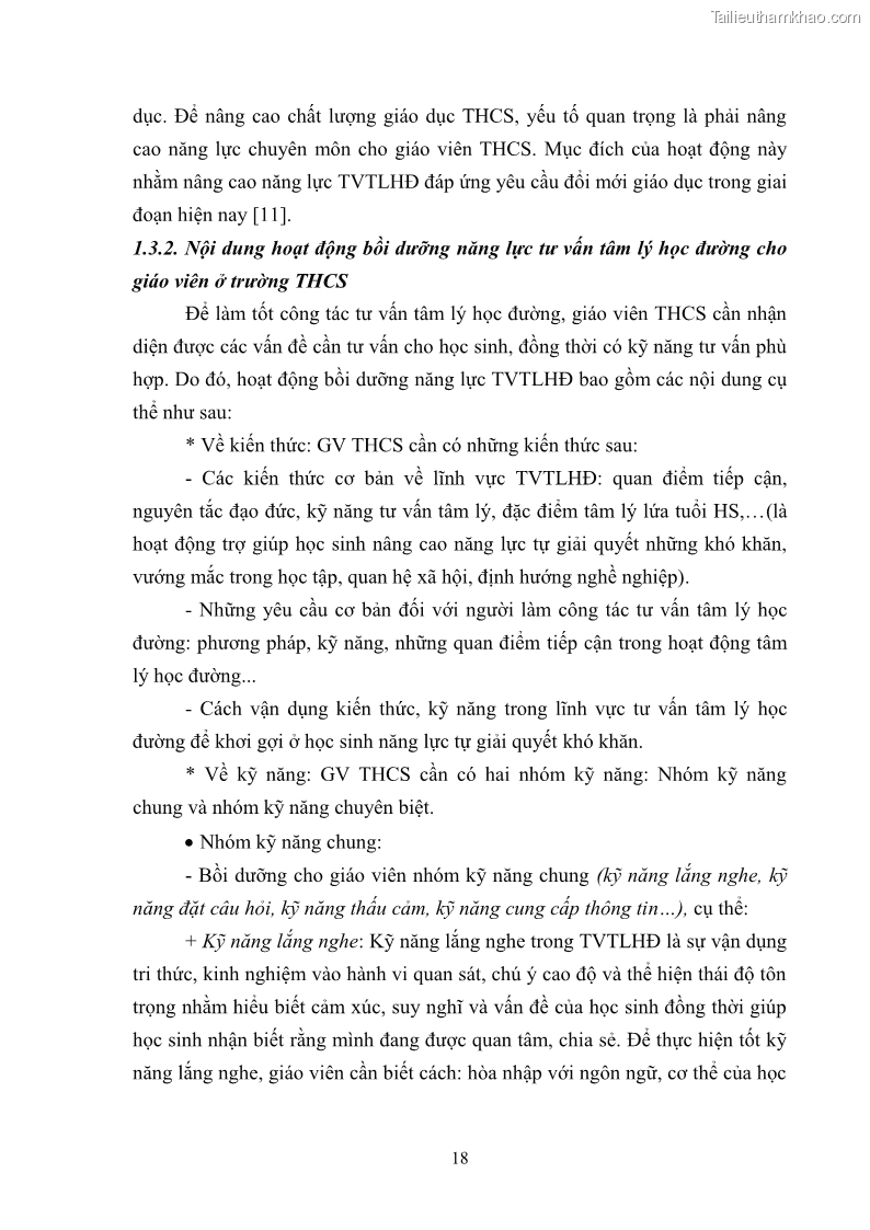 Luận văn thạc sĩ khoa học giáo dục Quản lý bồi dưỡng năng lực tư vấn tâm lý học đường cho giáo viên ở các trường trung học cơ sở thành phố Móng Cái, tỉnh Quảng Ninh - 3 Trang 30