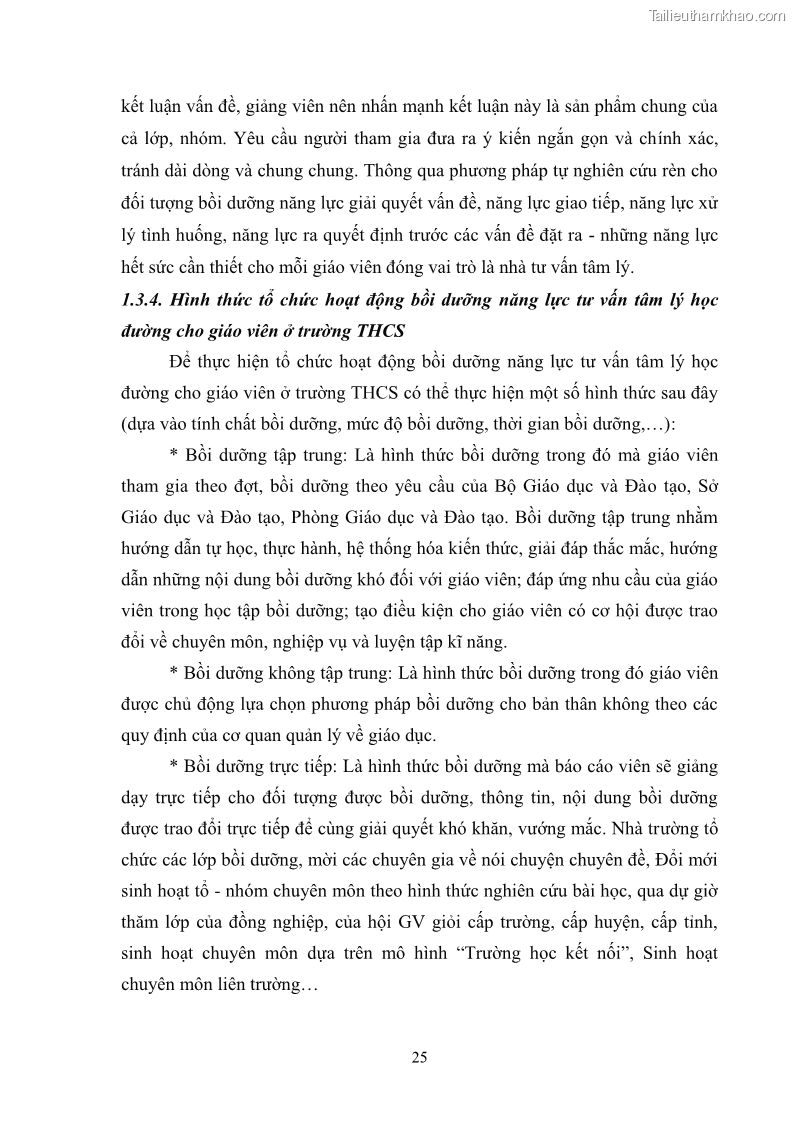 Luận văn thạc sĩ khoa học giáo dục Quản lý bồi dưỡng năng lực tư vấn tâm lý học đường cho giáo viên ở các trường trung học cơ sở thành phố Móng Cái, tỉnh Quảng Ninh - 4 Trang 37
