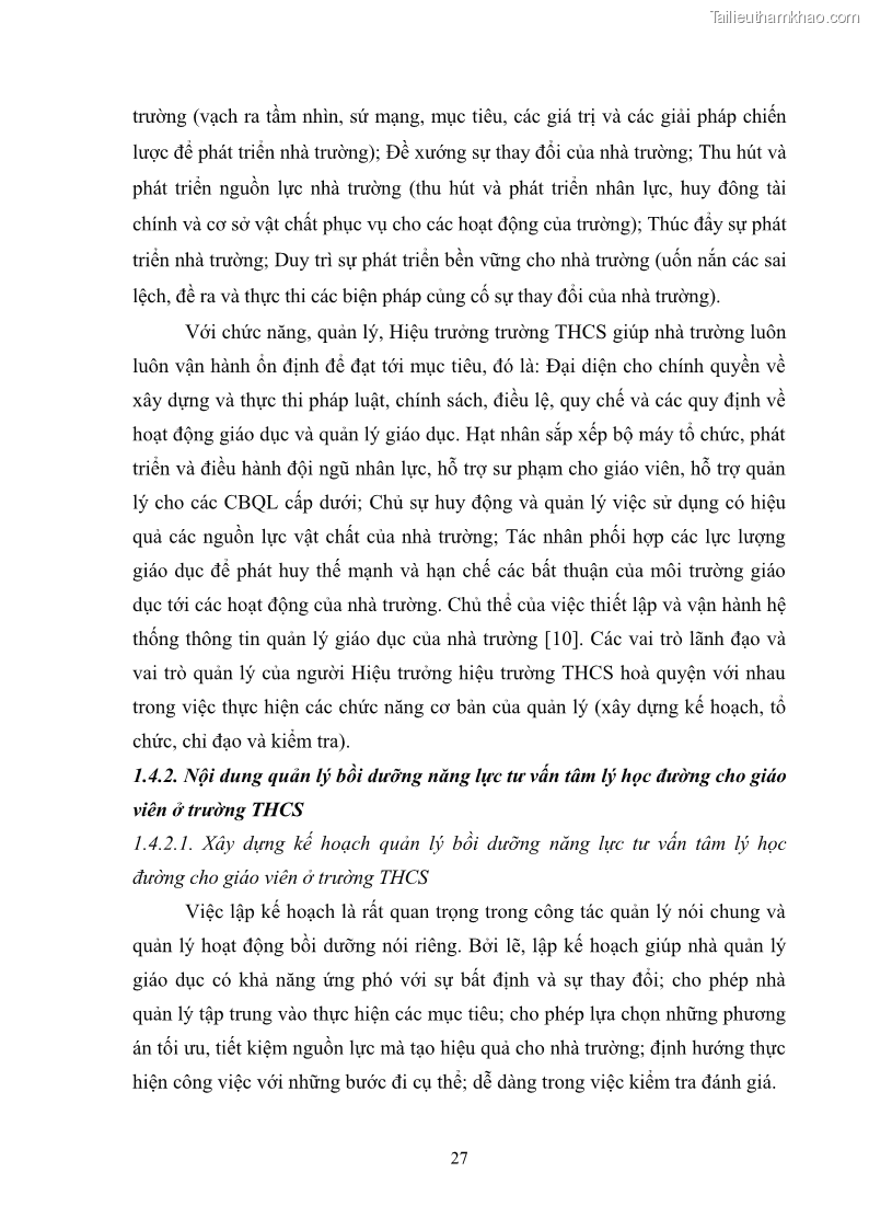 Luận văn thạc sĩ khoa học giáo dục Quản lý bồi dưỡng năng lực tư vấn tâm lý học đường cho giáo viên ở các trường trung học cơ sở thành phố Móng Cái, tỉnh Quảng Ninh - 4 Trang 39