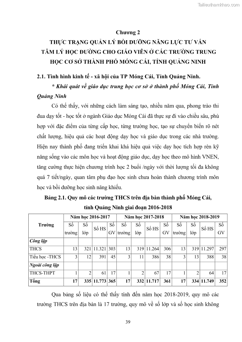 Luận văn thạc sĩ khoa học giáo dục Quản lý bồi dưỡng năng lực tư vấn tâm lý học đường cho giáo viên ở các trường trung học cơ sở thành phố Móng Cái, tỉnh Quảng Ninh - 5 Trang 51