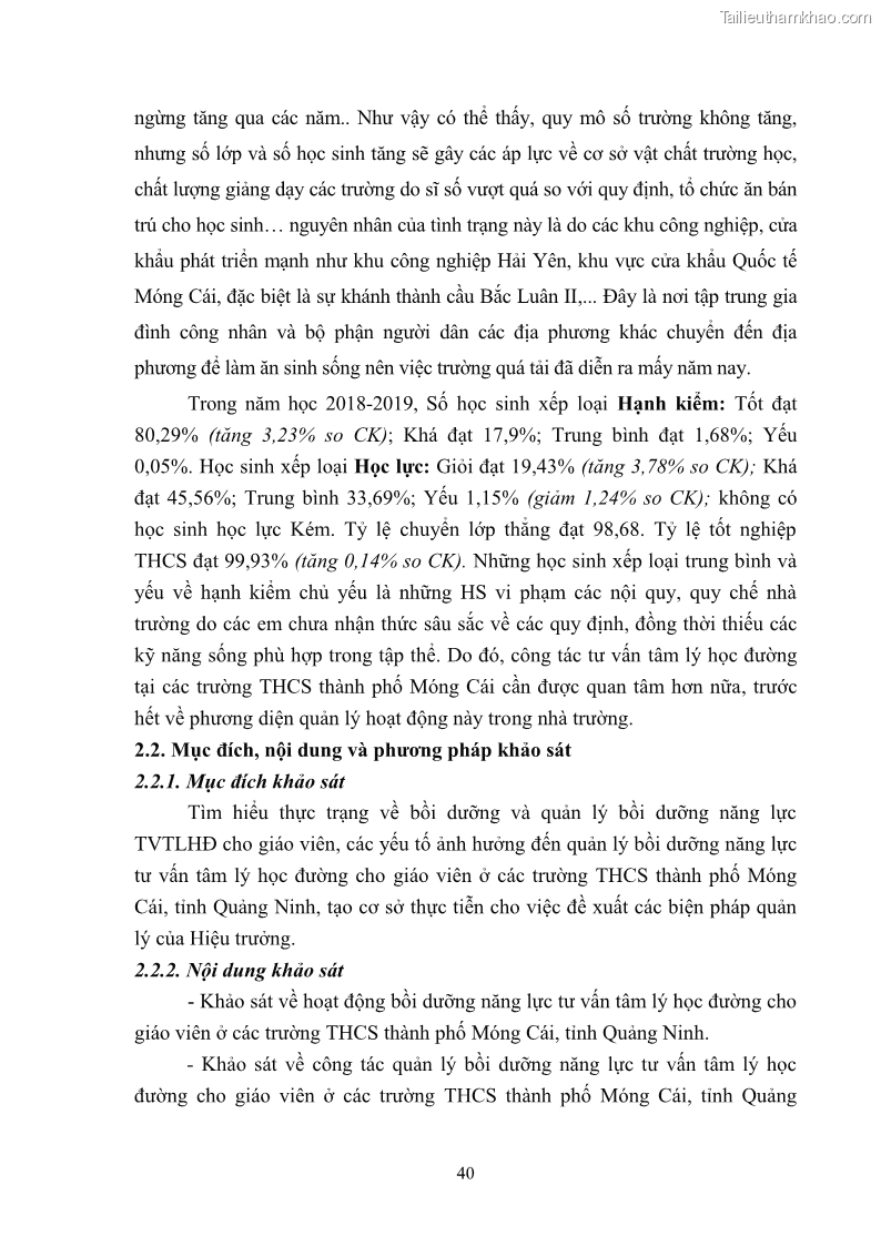 Luận văn thạc sĩ khoa học giáo dục Quản lý bồi dưỡng năng lực tư vấn tâm lý học đường cho giáo viên ở các trường trung học cơ sở thành phố Móng Cái, tỉnh Quảng Ninh - 5 Trang 52