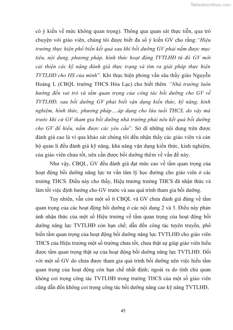 Luận văn thạc sĩ khoa học giáo dục Quản lý bồi dưỡng năng lực tư vấn tâm lý học đường cho giáo viên ở các trường trung học cơ sở thành phố Móng Cái, tỉnh Quảng Ninh - 5 Trang 57