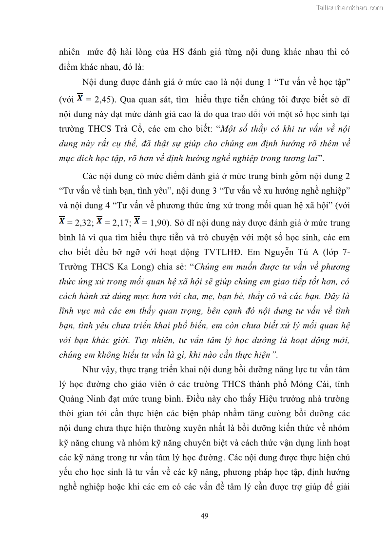 Luận văn thạc sĩ khoa học giáo dục Quản lý bồi dưỡng năng lực tư vấn tâm lý học đường cho giáo viên ở các trường trung học cơ sở thành phố Móng Cái, tỉnh Quảng Ninh - 6 Trang 61