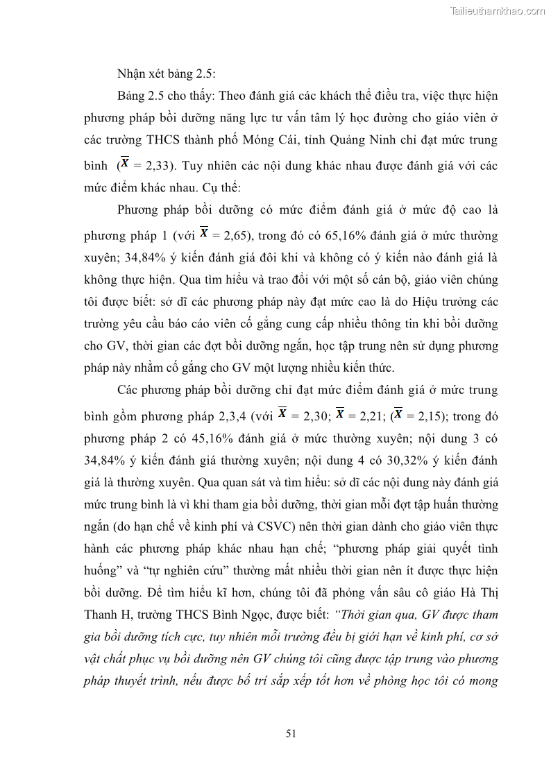 Luận văn thạc sĩ khoa học giáo dục Quản lý bồi dưỡng năng lực tư vấn tâm lý học đường cho giáo viên ở các trường trung học cơ sở thành phố Móng Cái, tỉnh Quảng Ninh - 6 Trang 63