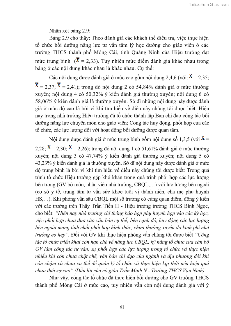 Luận văn thạc sĩ khoa học giáo dục Quản lý bồi dưỡng năng lực tư vấn tâm lý học đường cho giáo viên ở các trường trung học cơ sở thành phố Móng Cái, tỉnh Quảng Ninh - 7 Trang 73