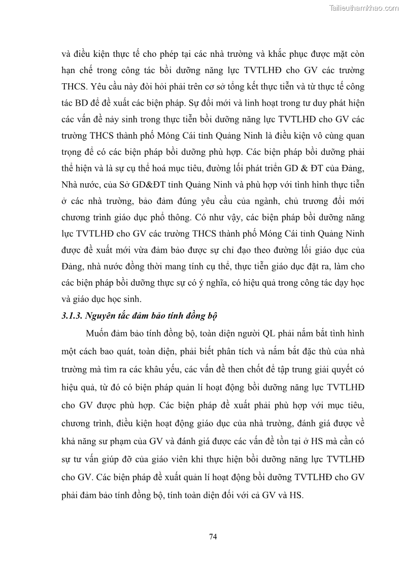 Luận văn thạc sĩ khoa học giáo dục Quản lý bồi dưỡng năng lực tư vấn tâm lý học đường cho giáo viên ở các trường trung học cơ sở thành phố Móng Cái, tỉnh Quảng Ninh - 8 Trang 86