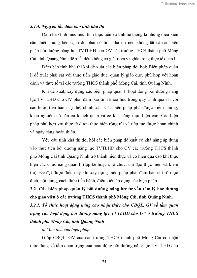 Luận văn thạc sĩ khoa học giáo dục Quản lý bồi dưỡng năng lực tư vấn tâm lý học đường cho giáo viên ở các trường trung học cơ sở thành phố Móng Cái, tỉnh Quảng Ninh - 8 Trang 87