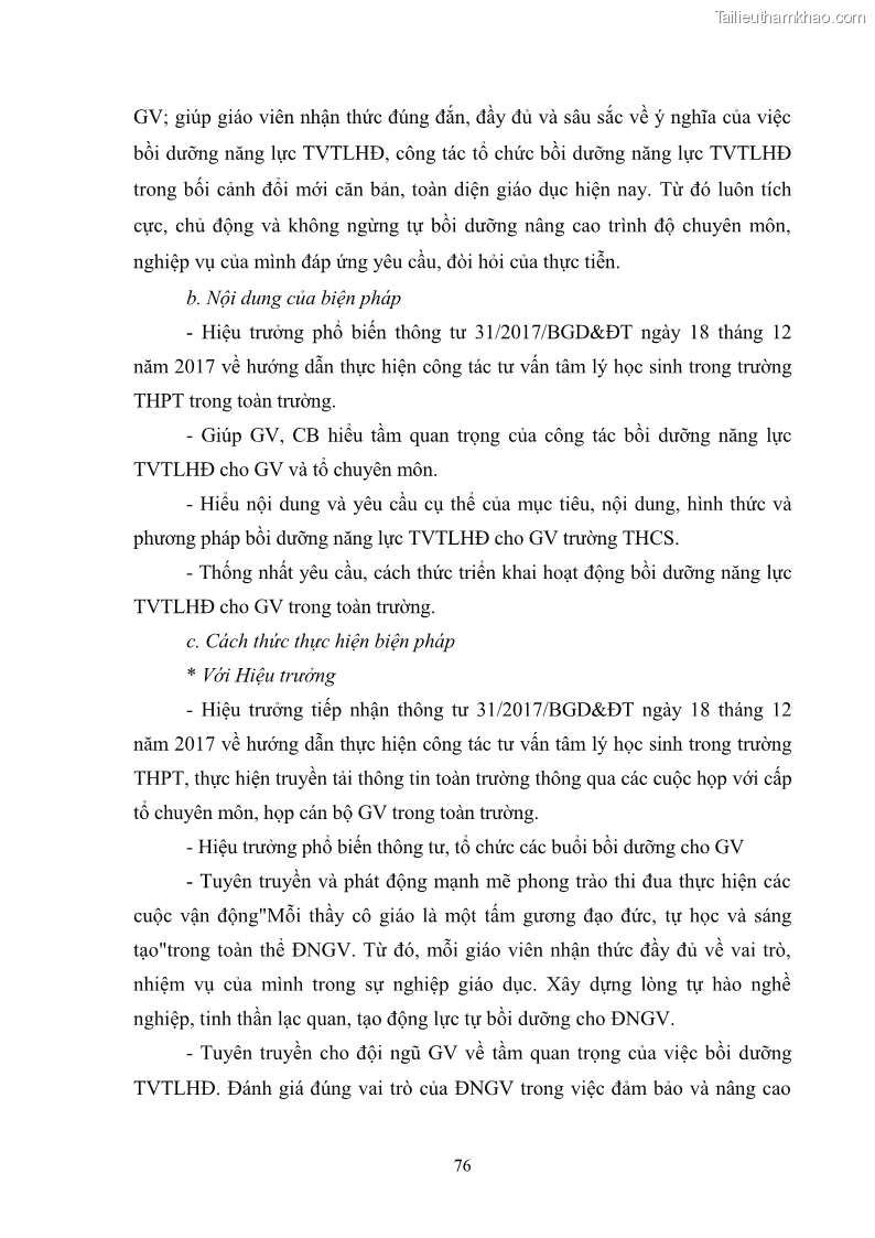 Luận văn thạc sĩ khoa học giáo dục Quản lý bồi dưỡng năng lực tư vấn tâm lý học đường cho giáo viên ở các trường trung học cơ sở thành phố Móng Cái, tỉnh Quảng Ninh - 8 Trang 88