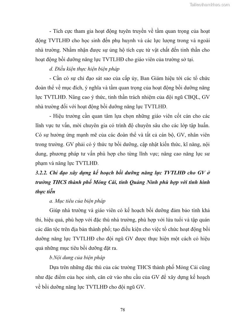 Luận văn thạc sĩ khoa học giáo dục Quản lý bồi dưỡng năng lực tư vấn tâm lý học đường cho giáo viên ở các trường trung học cơ sở thành phố Móng Cái, tỉnh Quảng Ninh - 8 Trang 90