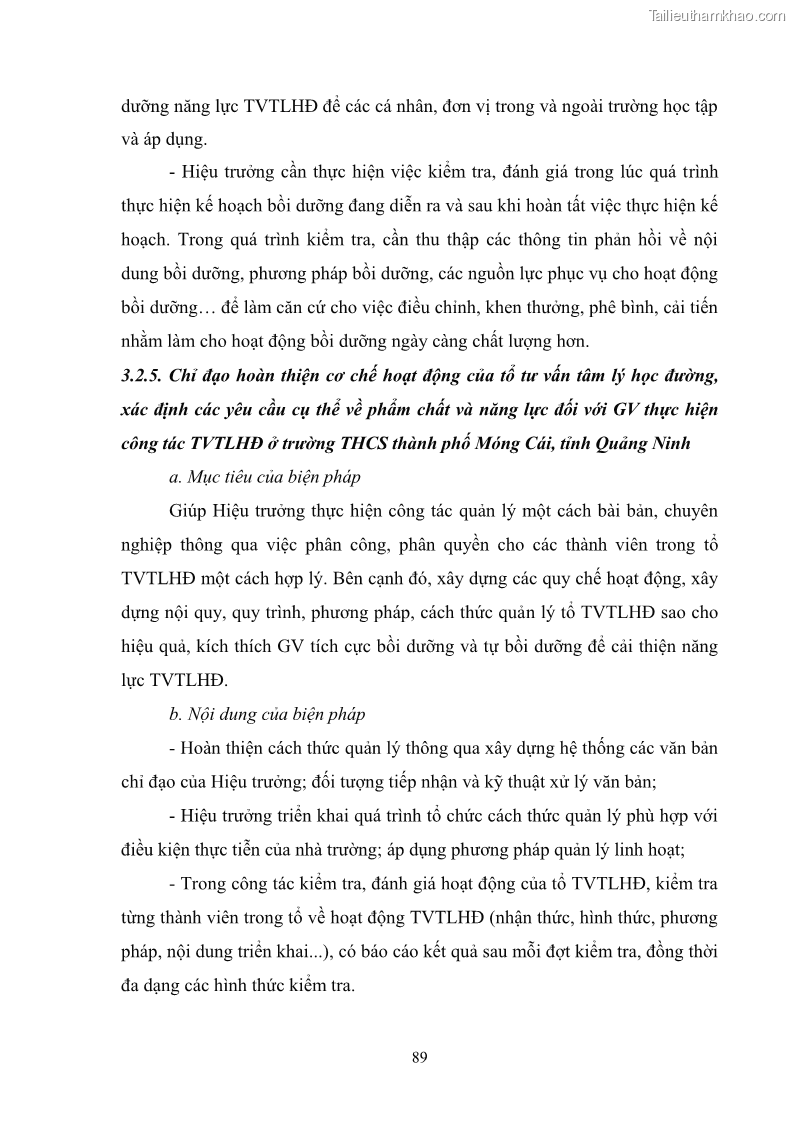 Luận văn thạc sĩ khoa học giáo dục Quản lý bồi dưỡng năng lực tư vấn tâm lý học đường cho giáo viên ở các trường trung học cơ sở thành phố Móng Cái, tỉnh Quảng Ninh - 9 Trang 101