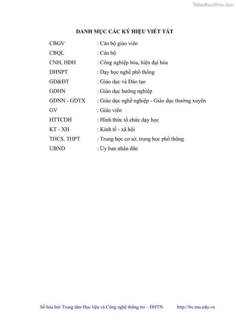 Luận văn thạc sĩ khoa học giáo dục Quản lý dạy học nghề phổ thông tại Trung tâm giáo dục nghề nghiệp - Giáo dục thường xuyên huyện Hòa An, tỉnh Cao Bằng - 1 Trang 10