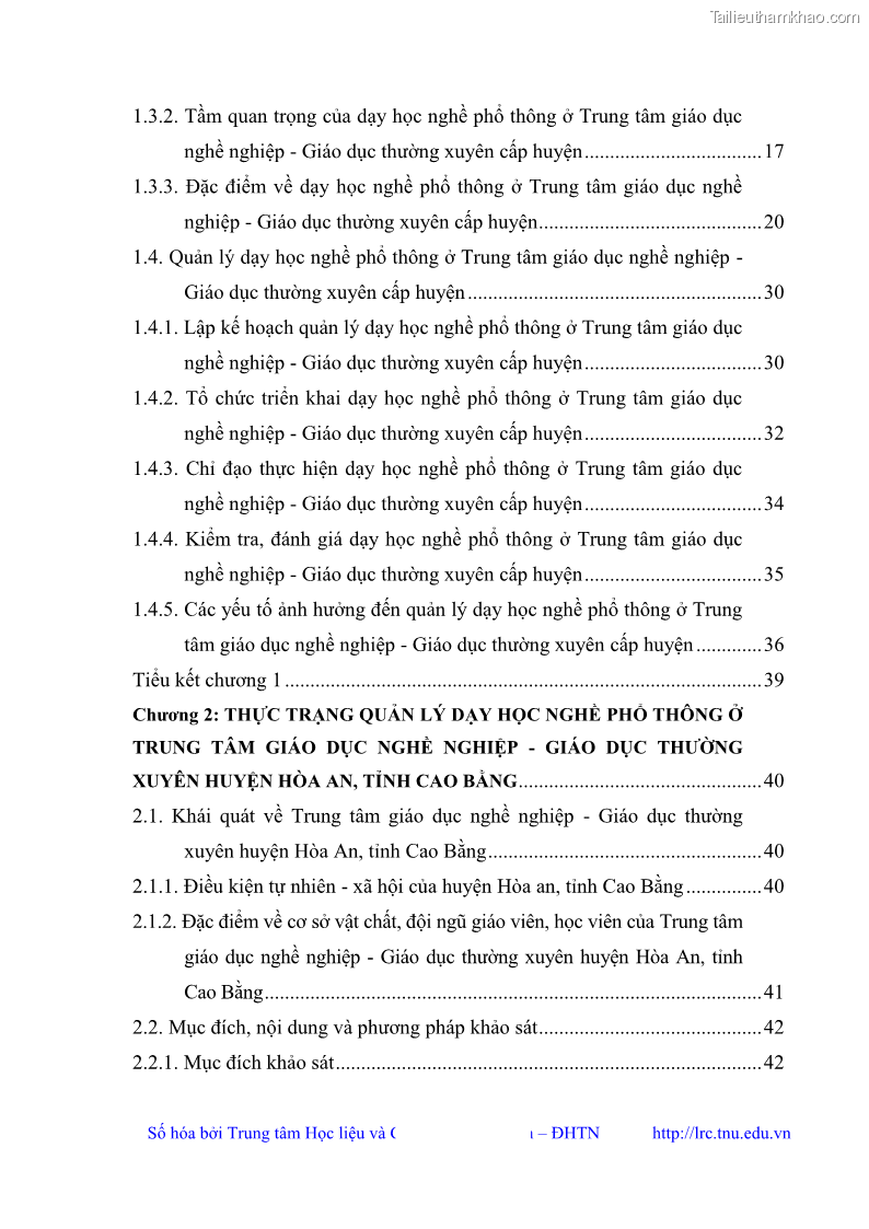 Luận văn thạc sĩ khoa học giáo dục Quản lý dạy học nghề phổ thông tại Trung tâm giáo dục nghề nghiệp - Giáo dục thường xuyên huyện Hòa An, tỉnh Cao Bằng - 1 Trang 6