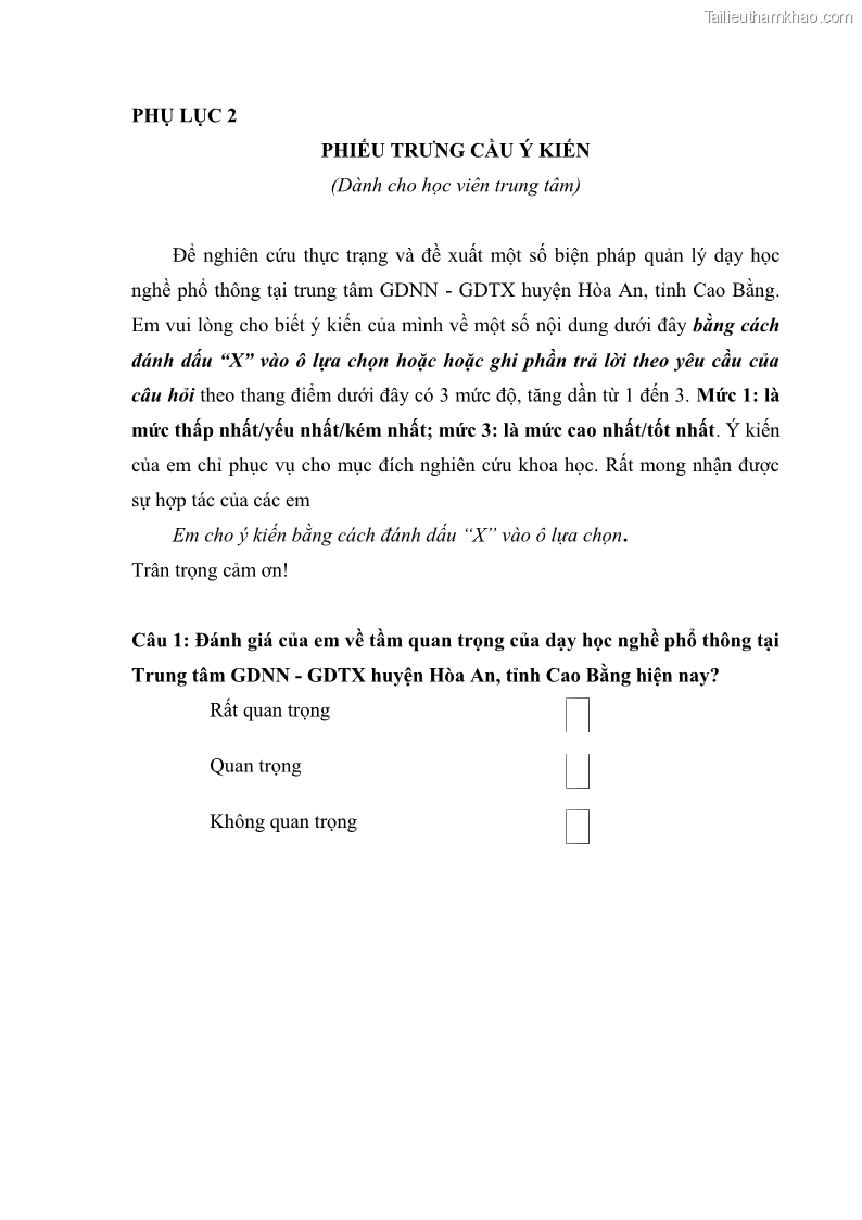 Luận văn thạc sĩ khoa học giáo dục Quản lý dạy học nghề phổ thông tại Trung tâm giáo dục nghề nghiệp - Giáo dục thường xuyên huyện Hòa An, tỉnh Cao Bằng - 11 Trang 124