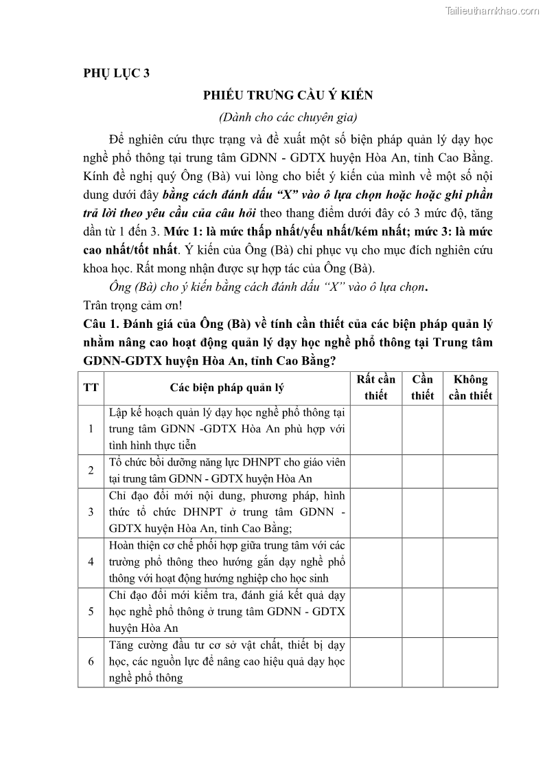 Luận văn thạc sĩ khoa học giáo dục Quản lý dạy học nghề phổ thông tại Trung tâm giáo dục nghề nghiệp - Giáo dục thường xuyên huyện Hòa An, tỉnh Cao Bằng - 11 Trang 126