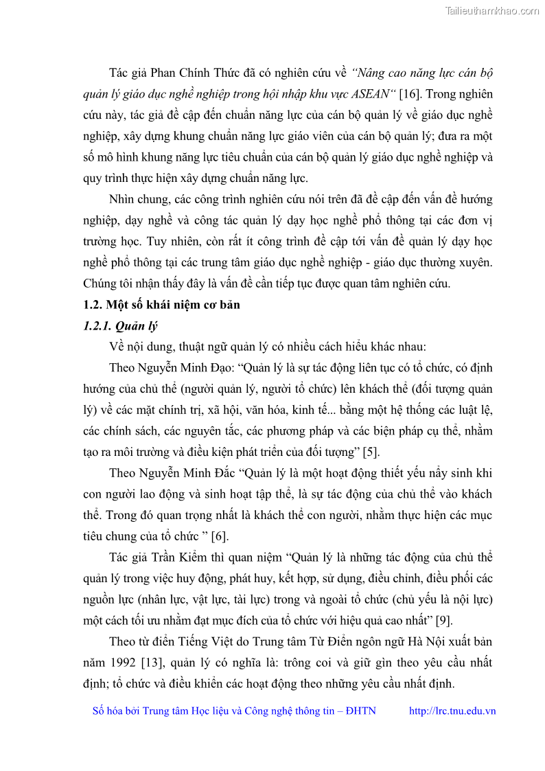 Luận văn thạc sĩ khoa học giáo dục Quản lý dạy học nghề phổ thông tại Trung tâm giáo dục nghề nghiệp - Giáo dục thường xuyên huyện Hòa An, tỉnh Cao Bằng - 2 Trang 22