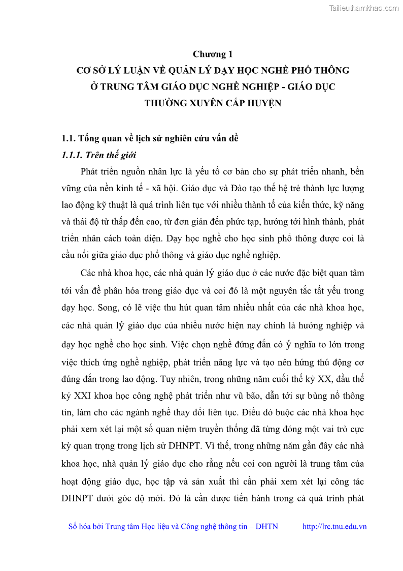 Luận văn thạc sĩ khoa học giáo dục Quản lý dạy học nghề phổ thông tại Trung tâm giáo dục nghề nghiệp - Giáo dục thường xuyên huyện Hòa An, tỉnh Cao Bằng - 2 Trang 17