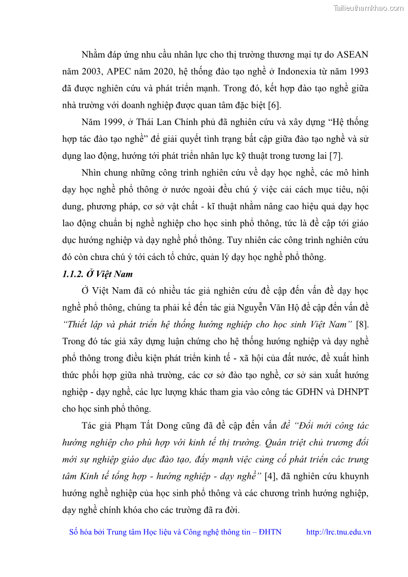Luận văn thạc sĩ khoa học giáo dục Quản lý dạy học nghề phổ thông tại Trung tâm giáo dục nghề nghiệp - Giáo dục thường xuyên huyện Hòa An, tỉnh Cao Bằng - 2 Trang 20