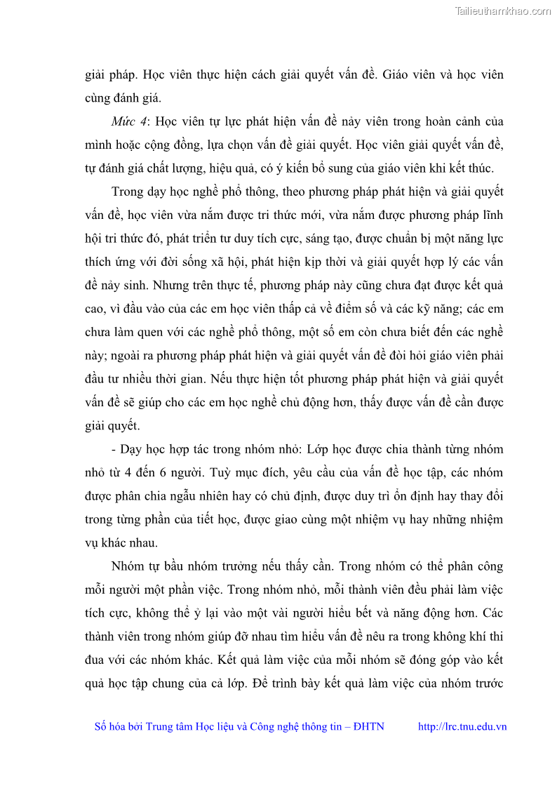 Luận văn thạc sĩ khoa học giáo dục Quản lý dạy học nghề phổ thông tại Trung tâm giáo dục nghề nghiệp - Giáo dục thường xuyên huyện Hòa An, tỉnh Cao Bằng - 3 Trang 34