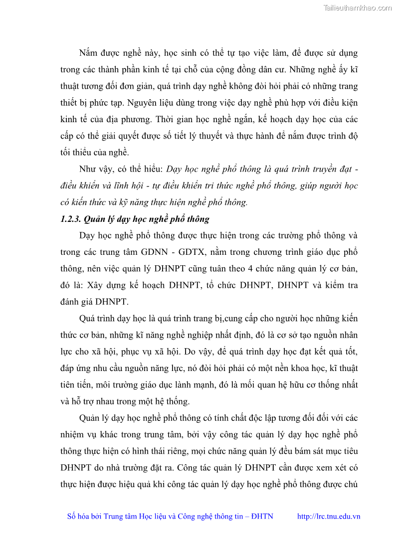 Luận văn thạc sĩ khoa học giáo dục Quản lý dạy học nghề phổ thông tại Trung tâm giáo dục nghề nghiệp - Giáo dục thường xuyên huyện Hòa An, tỉnh Cao Bằng - 3 Trang 27