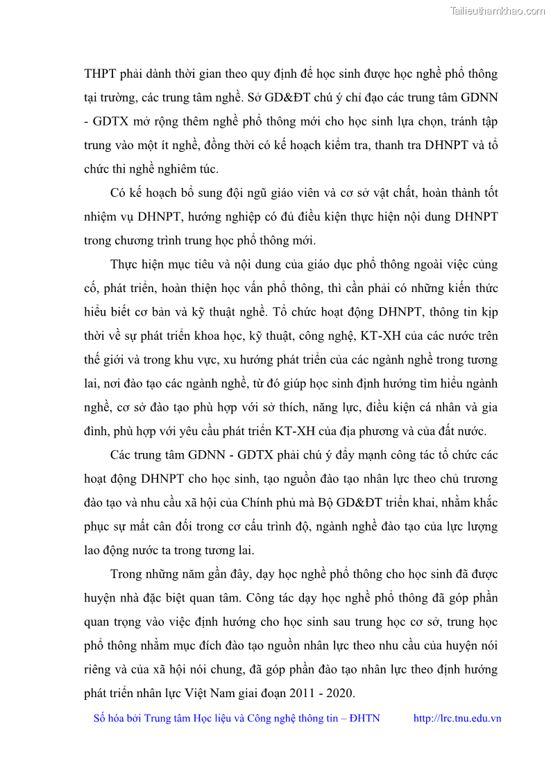 Luận văn thạc sĩ khoa học giáo dục Quản lý dạy học nghề phổ thông tại Trung tâm giáo dục nghề nghiệp - Giáo dục thường xuyên huyện Hòa An, tỉnh Cao Bằng - 3 Trang 30