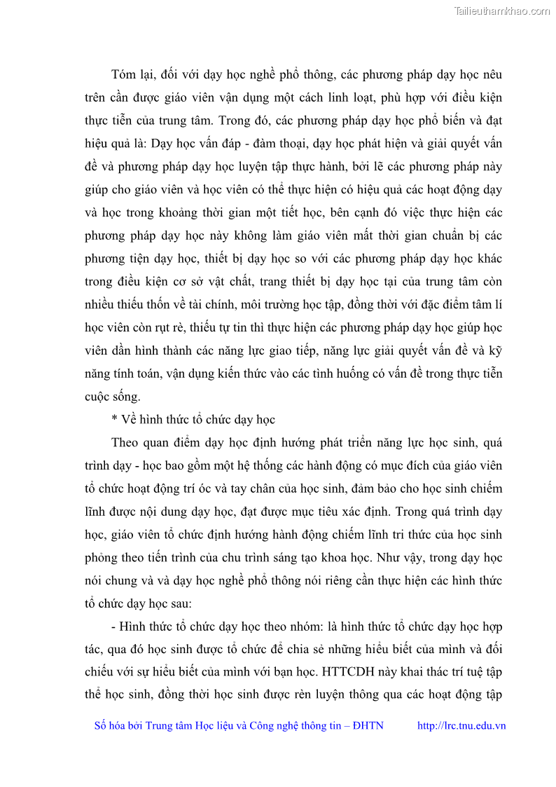 Luận văn thạc sĩ khoa học giáo dục Quản lý dạy học nghề phổ thông tại Trung tâm giáo dục nghề nghiệp - Giáo dục thường xuyên huyện Hòa An, tỉnh Cao Bằng - 4 Trang 37
