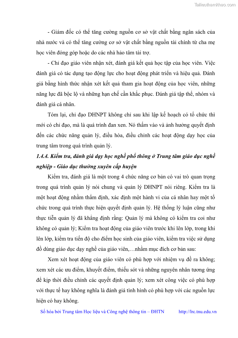 Luận văn thạc sĩ khoa học giáo dục Quản lý dạy học nghề phổ thông tại Trung tâm giáo dục nghề nghiệp - Giáo dục thường xuyên huyện Hòa An, tỉnh Cao Bằng - 4 Trang 46