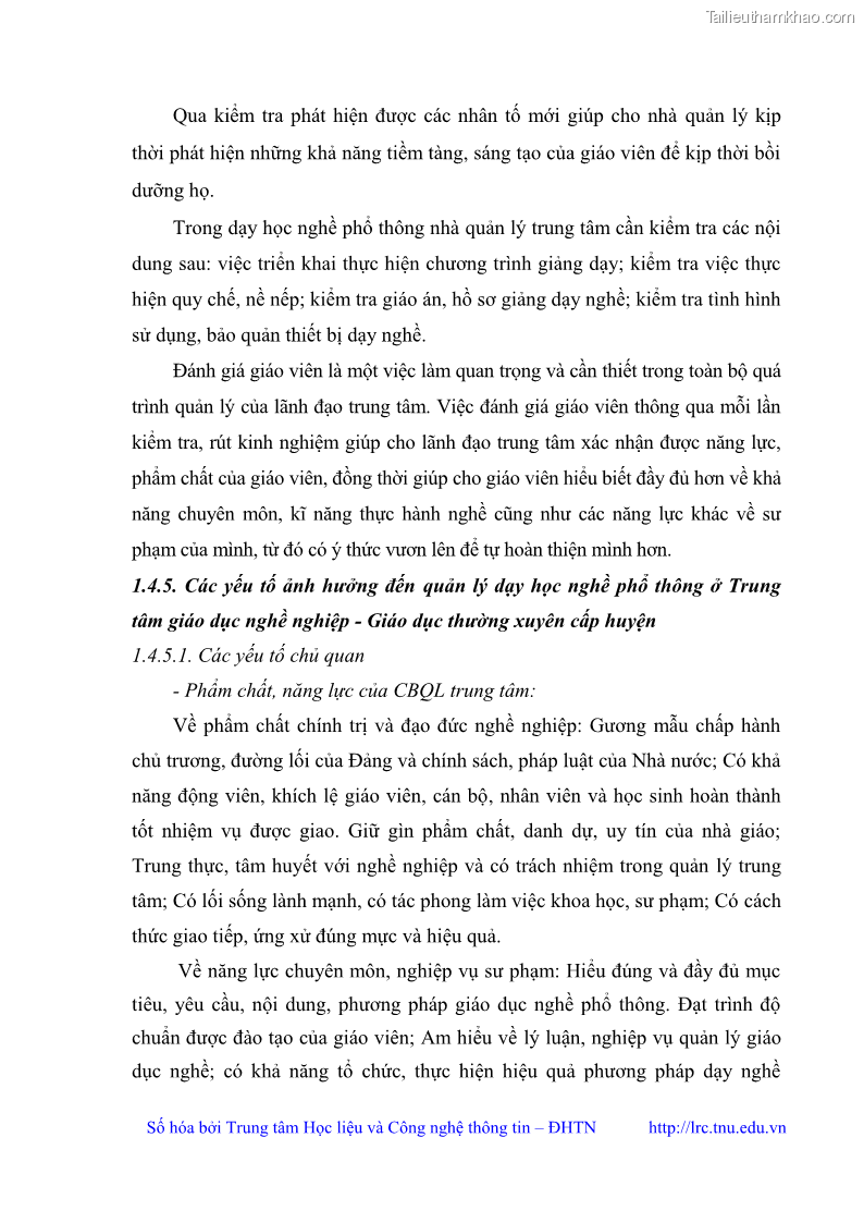 Luận văn thạc sĩ khoa học giáo dục Quản lý dạy học nghề phổ thông tại Trung tâm giáo dục nghề nghiệp - Giáo dục thường xuyên huyện Hòa An, tỉnh Cao Bằng - 4 Trang 47