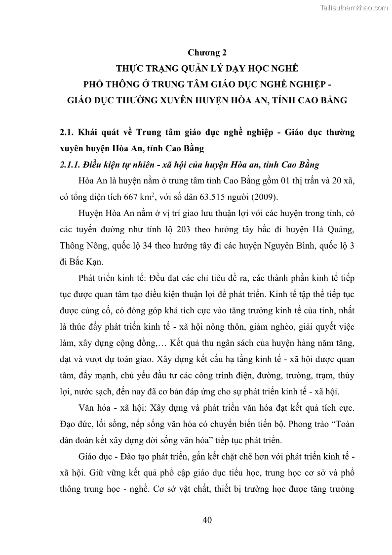 Luận văn thạc sĩ khoa học giáo dục Quản lý dạy học nghề phổ thông tại Trung tâm giáo dục nghề nghiệp - Giáo dục thường xuyên huyện Hòa An, tỉnh Cao Bằng - 5 Trang 51