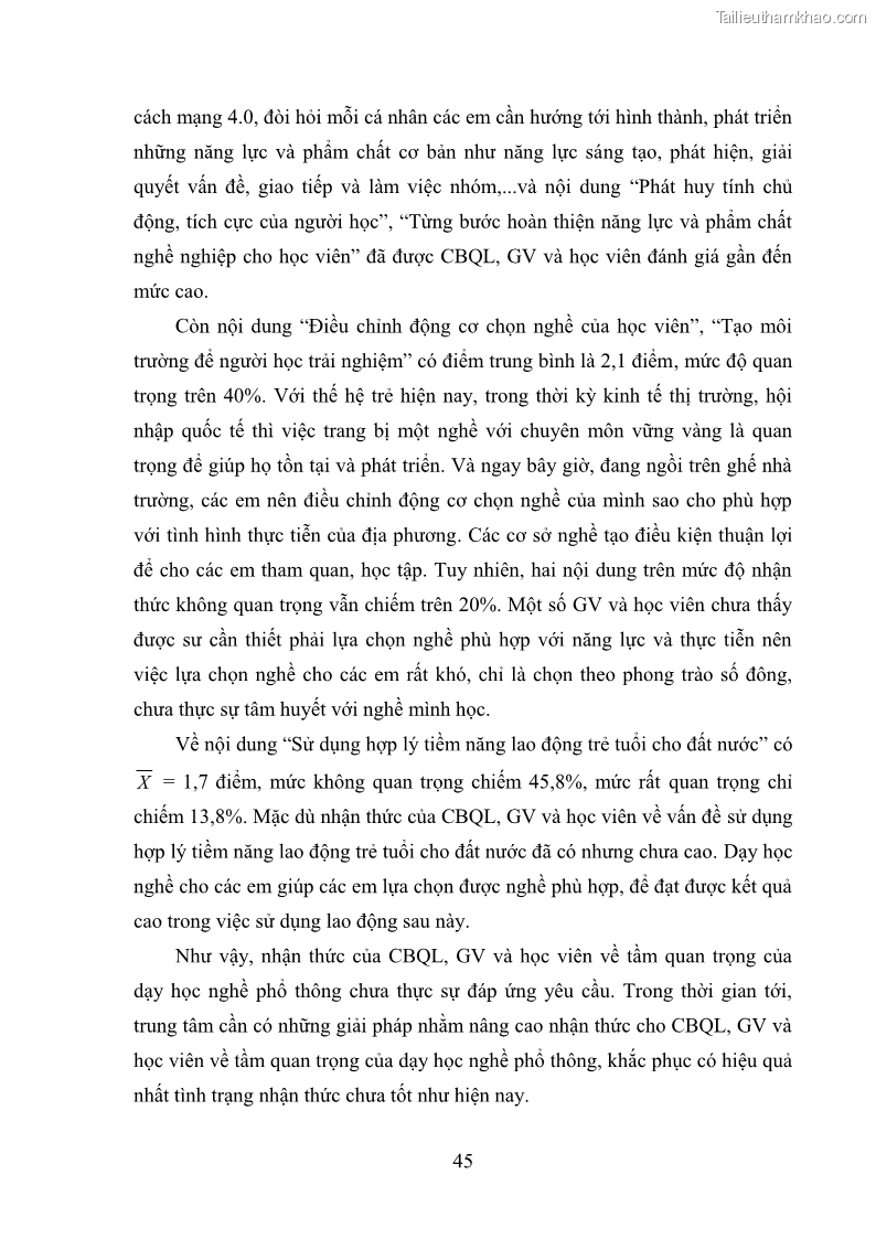 Luận văn thạc sĩ khoa học giáo dục Quản lý dạy học nghề phổ thông tại Trung tâm giáo dục nghề nghiệp - Giáo dục thường xuyên huyện Hòa An, tỉnh Cao Bằng - 5 Trang 56