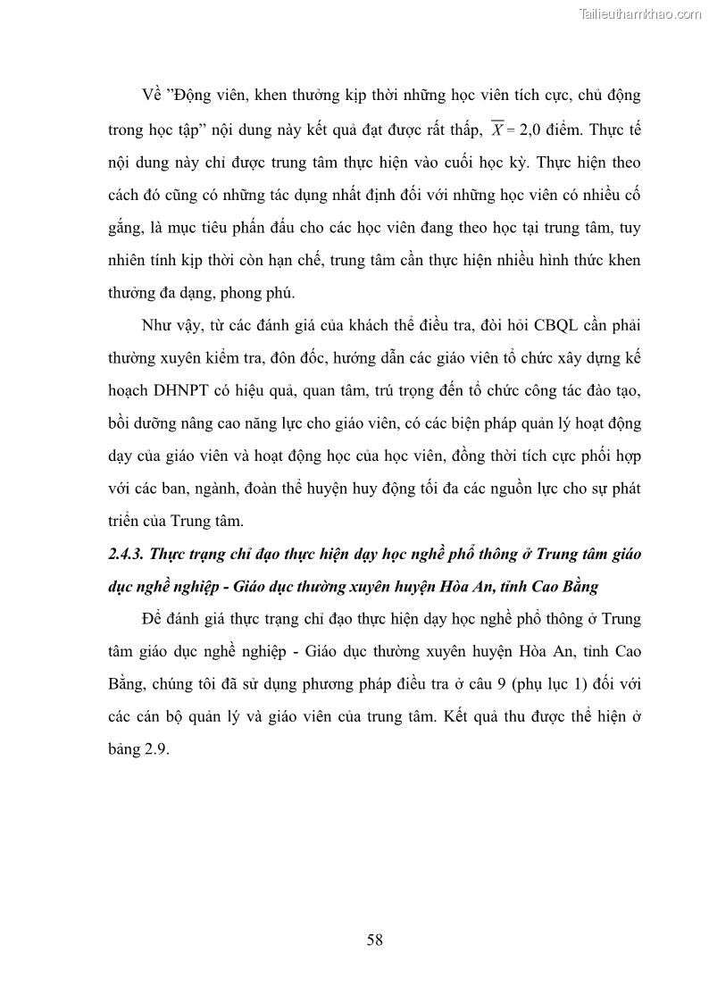 Luận văn thạc sĩ khoa học giáo dục Quản lý dạy học nghề phổ thông tại Trung tâm giáo dục nghề nghiệp - Giáo dục thường xuyên huyện Hòa An, tỉnh Cao Bằng - 6 Trang 69