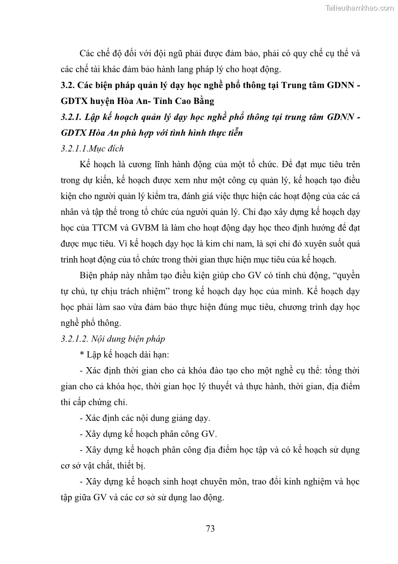 Luận văn thạc sĩ khoa học giáo dục Quản lý dạy học nghề phổ thông tại Trung tâm giáo dục nghề nghiệp - Giáo dục thường xuyên huyện Hòa An, tỉnh Cao Bằng - 7 Trang 84