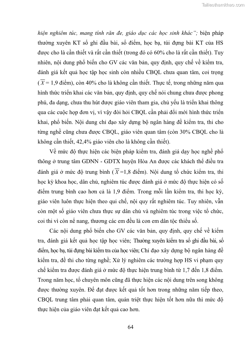 Luận văn thạc sĩ khoa học giáo dục Quản lý dạy học nghề phổ thông tại Trung tâm giáo dục nghề nghiệp - Giáo dục thường xuyên huyện Hòa An, tỉnh Cao Bằng - 7 Trang 75