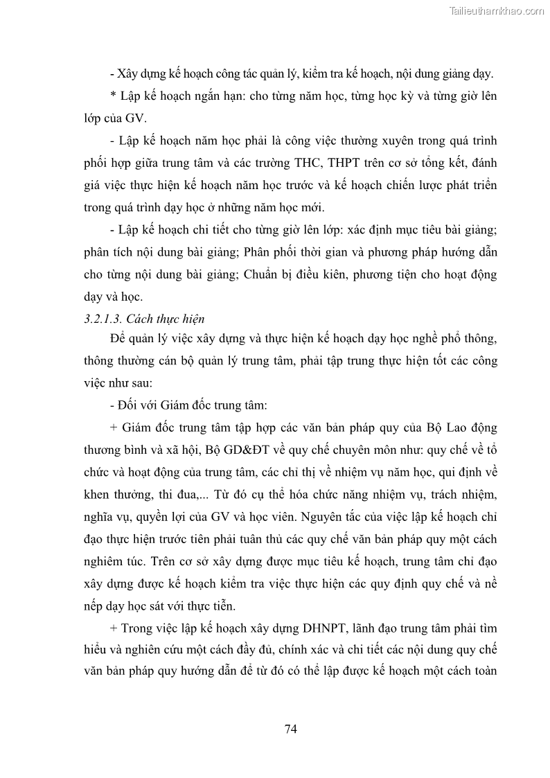 Luận văn thạc sĩ khoa học giáo dục Quản lý dạy học nghề phổ thông tại Trung tâm giáo dục nghề nghiệp - Giáo dục thường xuyên huyện Hòa An, tỉnh Cao Bằng - 8 Trang 85