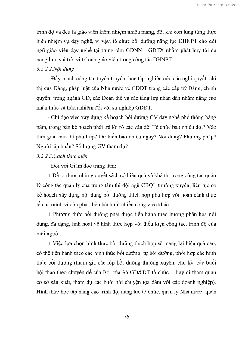 Luận văn thạc sĩ khoa học giáo dục Quản lý dạy học nghề phổ thông tại Trung tâm giáo dục nghề nghiệp - Giáo dục thường xuyên huyện Hòa An, tỉnh Cao Bằng - 8 Trang 87
