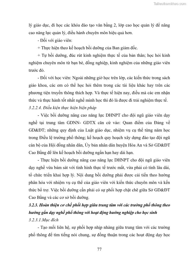 Luận văn thạc sĩ khoa học giáo dục Quản lý dạy học nghề phổ thông tại Trung tâm giáo dục nghề nghiệp - Giáo dục thường xuyên huyện Hòa An, tỉnh Cao Bằng - 8 Trang 88