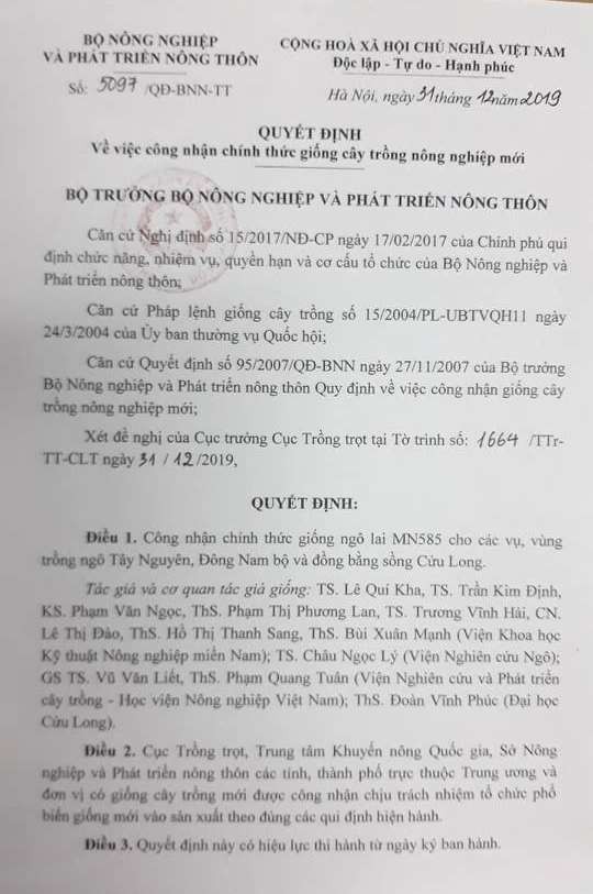 Phụ lục 6 Đặc điểm các giống ngô lai tham gia thí nghiệm Giống NK67 được 1