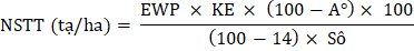 Trong đó EWP khối lượng bắp thu hoạch ô kg tính đến số thập phân KE 1