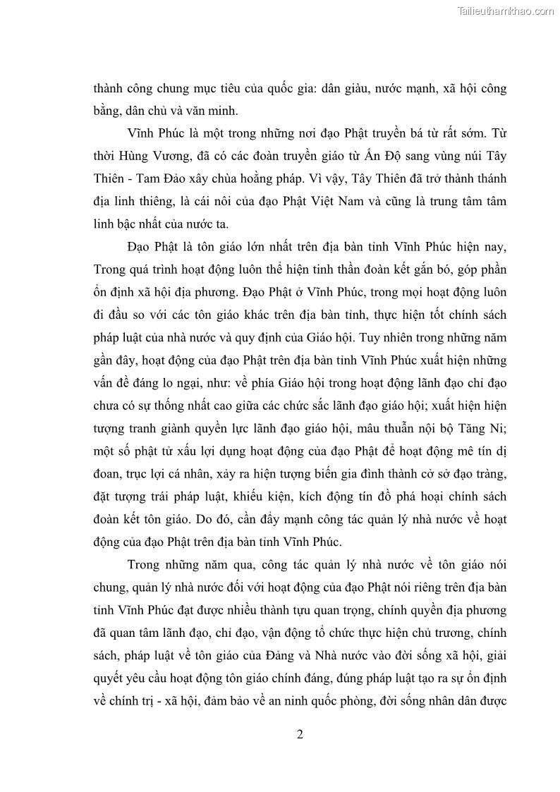 Luận văn thạc sĩ quản lý công Quản lý nhà nước đối với hoạt động của Đạo Phật trên địa bàn tỉnh Vĩnh Phúc - 1 Trang 10