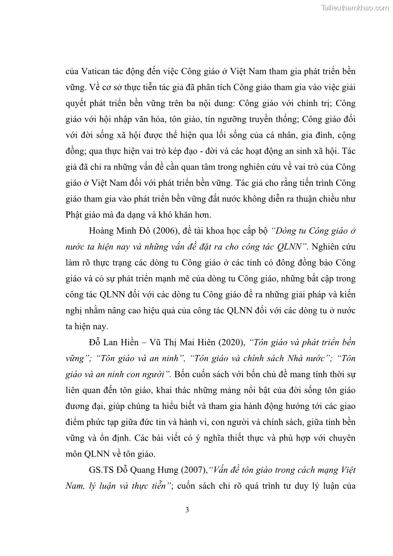 Luận văn thạc sĩ quản lý công Quản lý nhà nước đối với hoạt động của Công giáo trên địa bàn tỉnh Gia Lai - 1 Trang 12