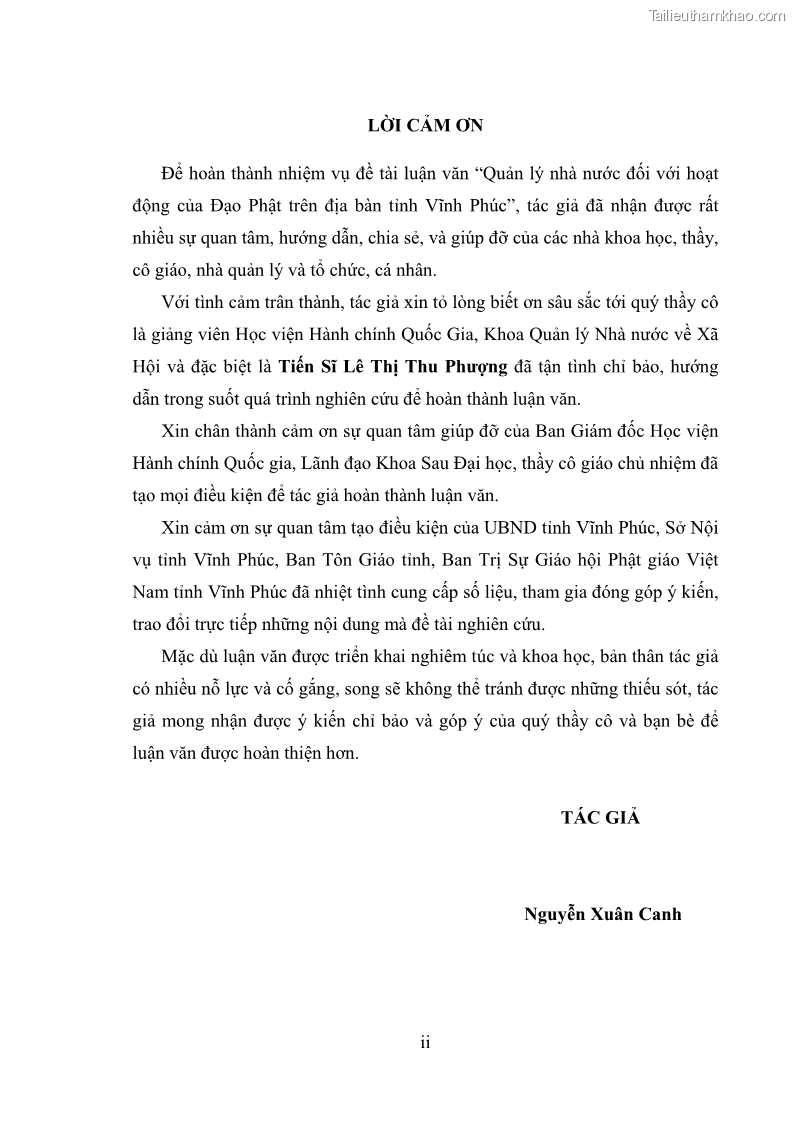 Luận văn thạc sĩ quản lý công Quản lý nhà nước đối với hoạt động của Đạo Phật trên địa bàn tỉnh Vĩnh Phúc - 1 Trang 4